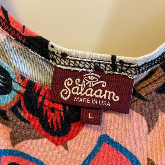 Saalam Colorful Vibrant Tank Midi Cotton Comfortable Dress Women's L - Picture 5 of 8